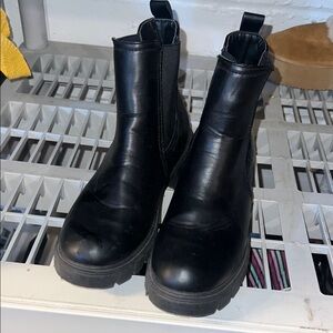 Wanted Black Ankle Boots with Elastic Panels